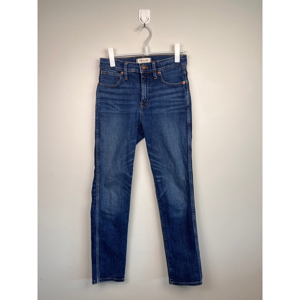 Madewell Slim Straight High Rise Jeans Dark Wash Blue Denim Size 27